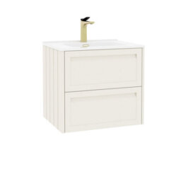 Royal Bathrooms Elmore 600mm Traditional Wall Hung 2 Drawer Cabinet Bathroom Vanity Unit With Ceramic Basin Sink - Classic White - thumbnail 6