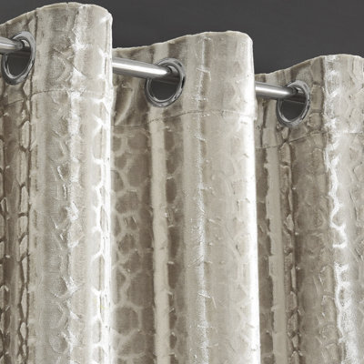 Intimates Velvet Jacquard Ring Top Curtains - Thermal - Soft Texture, Durable Weave, Machine Washable Home Decor - Natural