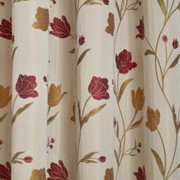 Curtina Juliette Floral Jacquard Fully Lined Pair Of Red Pencil Pleat Curtains - thumbnail 4