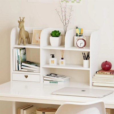 Desktop Bookshelf Home Office Desk Storage Tidy Shelf Bookcase Rack - image 1