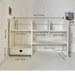 Desktop Bookshelf Home Office Desk Storage Tidy Shelf Bookcase Rack - thumbnail 2