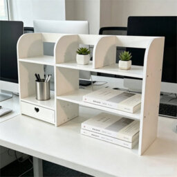 Desktop Bookshelf Home Office Desk Storage Tidy Shelf Bookcase Rack - thumbnail 5