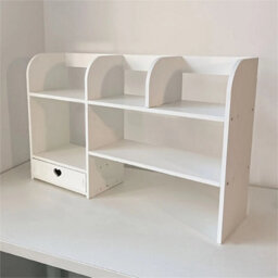 Desktop Bookshelf Home Office Desk Storage Tidy Shelf Bookcase Rack - thumbnail 6