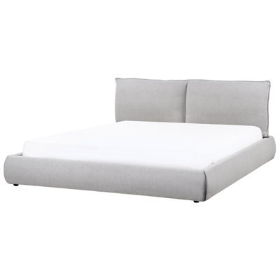 Beliani Bed Fabric Vinay 180 X 200 Cm (Eu Super King) Light Grey - image 1