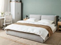 Beliani Bed Fabric Vinay 180 X 200 Cm (Eu Super King) Light Grey - thumbnail 2