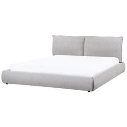 Beliani Bed Fabric Vinay 180 X 200 Cm (Eu Super King) Light Grey - thumbnail 1