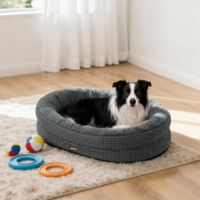 Skylos Orthopedic Plush Dog Bed Soft Washable Pet Bed Grey Cosy Cushion Xl - image 1