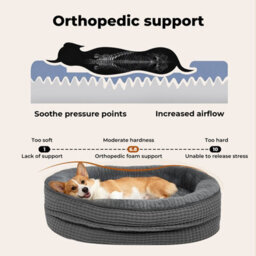 Skylos Orthopedic Plush Dog Bed Soft Washable Pet Bed Grey Cosy Cushion Xl - thumbnail 5