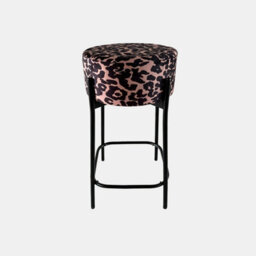 Ohs Leopard Print Boucle Bar Stool Kitchen Chair Pub Seat Home Décor - thumbnail 2