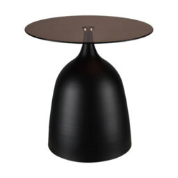 Living And Home Black And Dark Brown Round Tempered-Glass Top Side Table, 40Cm(Dia.) X 42Cm(H) - thumbnail 3