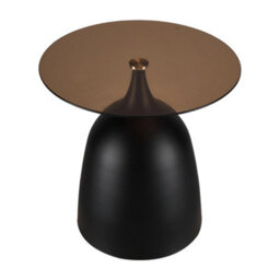 Living And Home Black And Dark Brown Round Tempered-Glass Top Side Table, 40Cm(Dia.) X 42Cm(H) - thumbnail 4