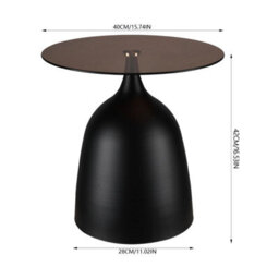 Living And Home Black And Dark Brown Round Tempered-Glass Top Side Table, 40Cm(Dia.) X 42Cm(H) - thumbnail 5