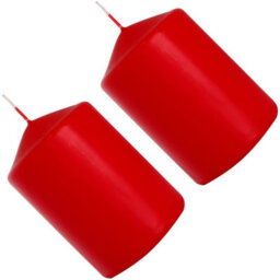 SolaDirect Pillar Candles, Pack Of 2, Unscented, Long Burning Time, 15 X 7 Cm / 6 X 2.75 In (Red, Matt) - thumbnail 6
