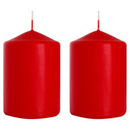 SolaDirect Pillar Candles, Pack Of 2, Unscented, Long Burning Time, 15 X 7 Cm / 6 X 2.75 In (Red, Matt)