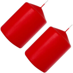 SolaDirect Pillar Candles, Pack Of 2, Unscented, Long Burning Time, 15 X 7 Cm / 6 X 2.75 In (Red, Matt) - thumbnail 8