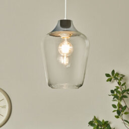 Litecraft Alia Chrome Easy Fit Ribbed Glass Ceiling Light Shade