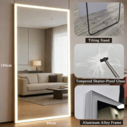 Cassilando White Led Full Length Mirror 180X80Cm/70.86X31.49In  Color Dimmable Free Standing Wall Mounted - thumbnail 3