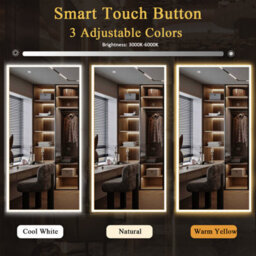 Cassilando White Led Full Length Mirror 180X80Cm/70.86X31.49In  Color Dimmable Free Standing Wall Mounted - thumbnail 2