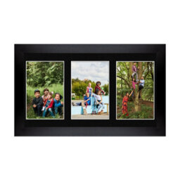 AK Frames 40X20Cm Matte Black Modern Multi Photo Frame With Black Mount - Holds 3 Apertures (3X) 6X4 Photos - thumbnail 1