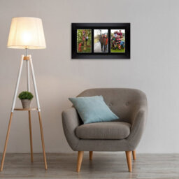 AK Frames 40X20Cm Matte Black Modern Multi Photo Frame With Black Mount - Holds 3 Apertures (3X) 6X4 Photos - thumbnail 3