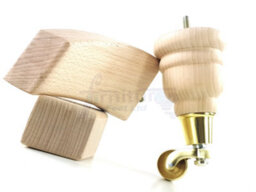 L&F Solid Wood Furniture Feet 2X With Brass  Castors 2X Curved Back Legs Raw Wood Sofas Chairs Stools  M8 Pkc165 - thumbnail 6