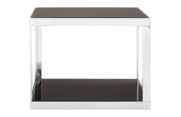 Orsina Sleek Allure Silver Finish Square Coffee Table, Black Tempered Glass Display Table, Decorative Coffee Table - thumbnail 4