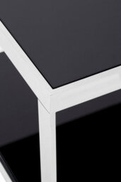 Orsina Sleek Allure Silver Finish Square Coffee Table, Black Tempered Glass Display Table, Decorative Coffee Table - thumbnail 3