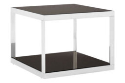 Orsina Sleek Allure Silver Finish Square Coffee Table, Black Tempered Glass Display Table, Decorative Coffee Table - thumbnail 2