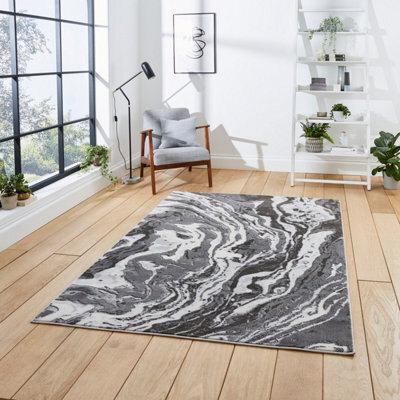 Grey Abstract Modern Easy To Clean Rug For Living Room Bedroom And Dining Room-120Cm X 170Cm - image 1
