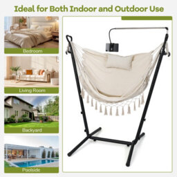 Gainoom Hammock Chair With Stand Height Adjustable Hanging Chair With Phone Holder - thumbnail 6