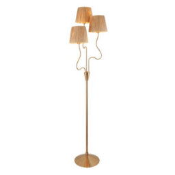 Luminosa Lighting Luminosa Wriggle Multi Arm Floor Lamp Brushed Aged Brass Plate, Natural Raffia, 3X E14