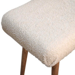 Wyld Haus Olbia Bouclé Cream Curved Bench With Mango Wood Legs, 100% Cotton - thumbnail 6