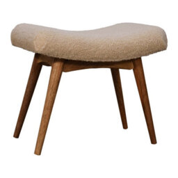 Wyld Haus Olbia Bouclé Cream Curved Bench With Mango Wood Legs, 100% Cotton - thumbnail 4