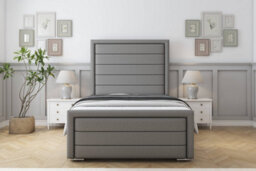 "Sloomy Ashford Pewter Dumfries Bed Frame With 50"" Upholstered Headboard 3' Single" - thumbnail 1
