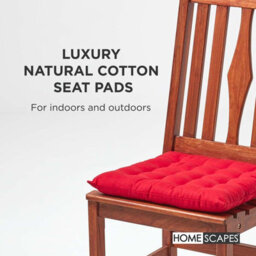 Homescapes Red Seat Pads 100% Cotton Chair Cushions 40X40 Cm, Set Of 6 Plain Chair Pads For Dining, Kitchen Or Garden Outdoor Use - thumbnail 2