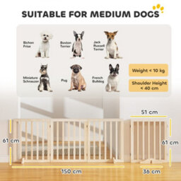 Pawhut Wooden Dog Gate, 3-Panel Freestanding Pet Gates Indoor - thumbnail 3