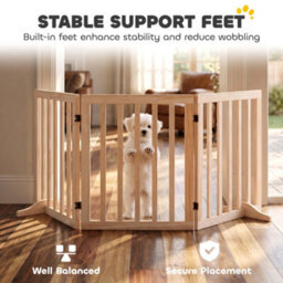 Pawhut Wooden Dog Gate, 3-Panel Freestanding Pet Gates Indoor - thumbnail 7