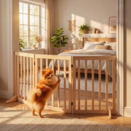 Pawhut Wooden Dog Gate, 3-Panel Freestanding Pet Gates Indoor - thumbnail 2