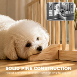 Pawhut Wooden Dog Gate, 3-Panel Freestanding Pet Gates Indoor - thumbnail 6