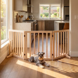 Pawhut Wooden Dog Gate, 3-Panel Freestanding Pet Gates Indoor - thumbnail 9