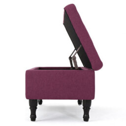 FWSTYLE Dark Fuchsia Upholstered Ottoman Storage Bench Padded Buttoned Seat - thumbnail 6