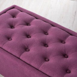 FWSTYLE Dark Fuchsia Upholstered Ottoman Storage Bench Padded Buttoned Seat - thumbnail 2