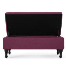 FWSTYLE Dark Fuchsia Upholstered Ottoman Storage Bench Padded Buttoned Seat - thumbnail 5