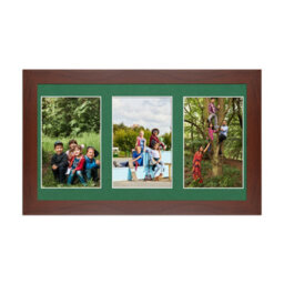 AK Frames 40X20Cm Rose Wood Modern Multi Photo Frame With Emerald Mount - Holds 3 Apertures (3X) 6X4 Photos - thumbnail 1
