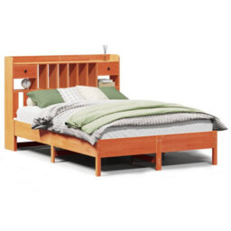 Berkfield Bookcase Bed Without Mattress Wax Brown 160X200 Cm Solid Wood Pine - thumbnail 2