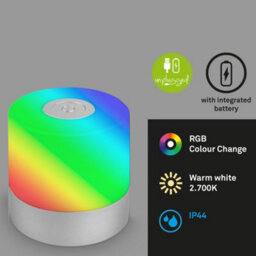 Briloner Rechargeable Led Lamp Bedside Table Camp Night Light Rgb Portable 7Cm Silver - thumbnail 3