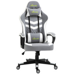 Vinsetto Racing Gaming Chair W/ Lumbar Support, Gamer Office Chair, Grey White - thumbnail 2