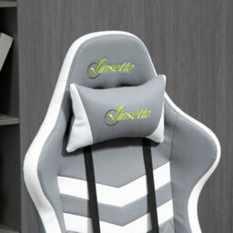 Vinsetto Racing Gaming Chair W/ Lumbar Support, Gamer Office Chair, Grey White - thumbnail 8