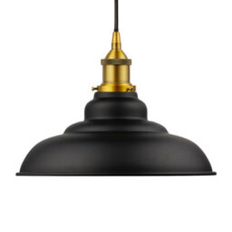 Matt Black St Edmund's Painted Dome Pendant Light With Antique Gold Lamp Holder And Black Round Cable - Se Home - thumbnail 1
