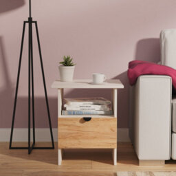 Varese Matt Kashmir Oak Effect 1 Drawer Non-Extendable Side Table (H)495mm (W)440mm (D)440mm - thumbnail 1